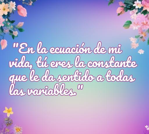 Frase romántica sobre el amor que dice: 'En la ecuación de mi vida, tú eres la constante que le da sentido a todas las variables.' Ideal para compartir en Facebook.