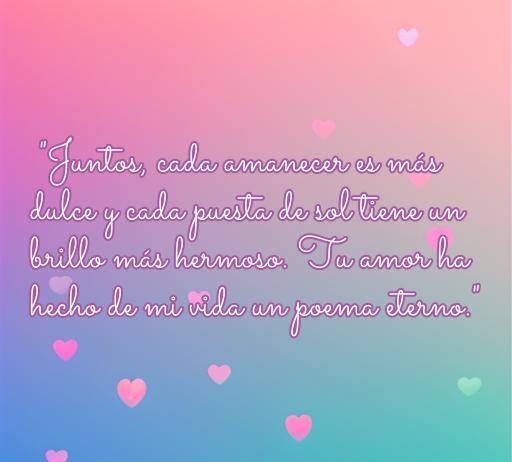 Frase romántica sobre el amor en el matrimonio que expresa la dulzura de cada día vivido juntos. Ideal para inspirar a parejas y celebrar el amor eterno.