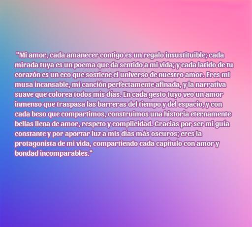 Frase de amor para mi novia que expresa sentimientos profundos y recomendaciones sobre el amor verdadero. Esta frase destaca la importancia de compartir momentos y construir un amor inquebrantable. Ideal para quienes buscan consejos de amor para dedicar a su pareja.