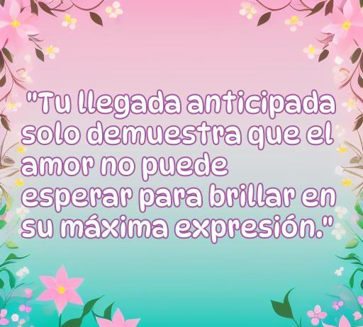 Frase de amor para niños prematuros que destaca la belleza y la inmediatez del amor. Mensaje inspirador que celebra la llegada de un niño prematuro con amor incondicional.