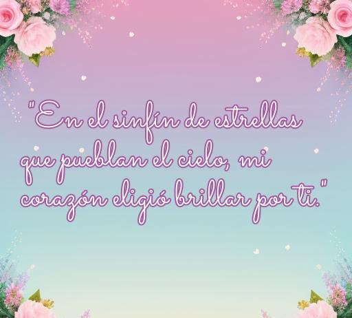 Frase de amor inspiradora para programas de radio: 'En el sinfín de estrellas que pueblan el cielo, mi corazón eligió brillar por ti.' Ideal para compartir en un programa de radio con temática romántica, este mensaje captura la esencia del amor. Perfecto para optimizar SEO con palabras clave como 'frases de amor', 'programa de radio', y 'inspiración romántica'.