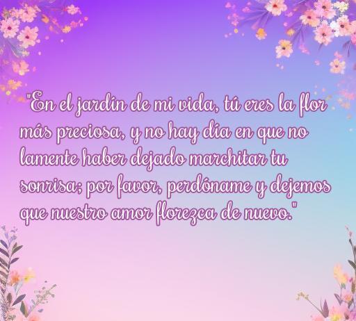 Frase romántica sobre el perdón en una relación, ideal para reconciliarse con tu novia. Mensaje que expresa amor y deseo de restaurar la conexión emocional entre parejas.