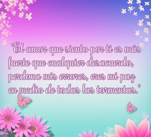 Frase inspiradora sobre el amor que resalta la capacidad de perdonar y dejar atrás el enojo. Incluye flores y mariposas que refuerzan el mensaje de paz y amor incondicional. Ideal para expresar sentimientos positivos y superar conflictos en relaciones.
