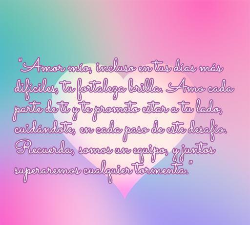 Frase de amor para apoyar a tu pareja durante su enfermedad, destacando la fortaleza y el compromiso entre ambos, ideal para transmitir amor y ánimo en momentos difíciles. Incluye palabras clave como 'frases de amor', 'apoyo en enfermedad' y 'cuidado y amor' para optimizar el SEO.