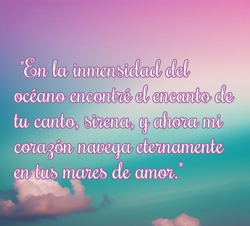 Frase romántica sobre el amor y las sirenas, destacando la conexión entre el océano y los sentimientos profundos. Ideal para el artículo 'frases de amor para una sirena'.
