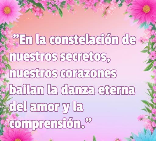 Frase de amor secreta rodeada de flores, ideal para compartir sin que los padres se enteren. Mensaje sobre el amor y la comprensión, perfecto para quienes buscan las mejores frases románticas.