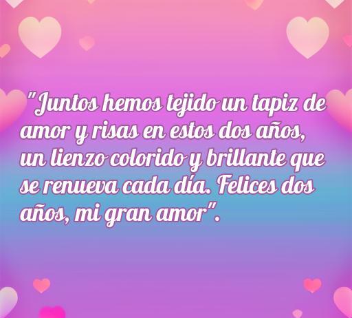 Hermosa frase de amor que celebra dos años juntos, destacando el vínculo entre amor y risas. Ideal para ilustrar el artículo sobre las cincuenta mejores frases de amor por dos años juntos.