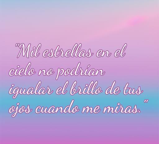 Bella frase de amor comenzando con la letra M: 'Mil estrellas en el cielo no podrían igualar el brillo de tus ojos cuando me miras.' Una expresión romántica que refleja la profundidad del amor.