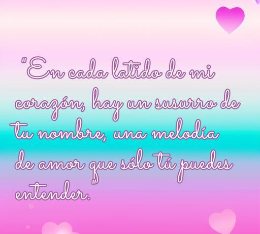 Frase de amor cursiva en un fondo colorido con corazones: 