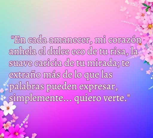 Frase romántica sobre el amor que expresa el deseo de ver a esa persona especial, destacando la importancia de los sentimientos en cada amanecer. Ideal para un artículo sobre cincuenta frases de amor que evocan emociones profundas y la necesidad de conexión.