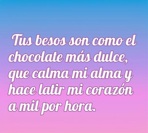 Frase inspiradora sobre el amor y la comida: 'Tus besos son como el chocolate más dulce, que calma mi alma y hace latir mi corazón a mil por hora.' Frases de amor relacionadas con la comida.
