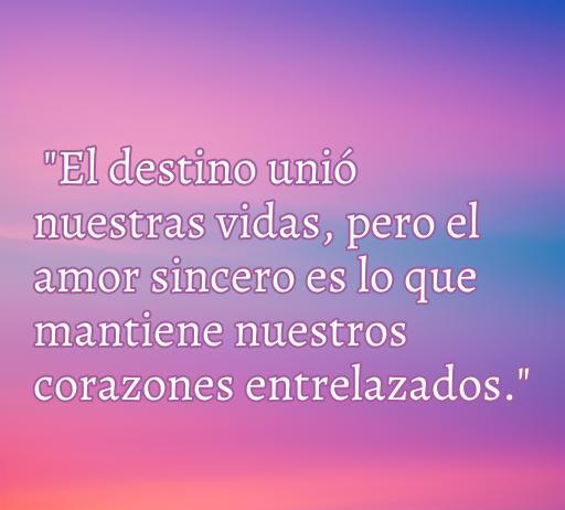 Frase inspiradora sobre el amor sincero y la conexión de corazones en un fondo colorido. Mensaje de amor sin banderas que destaca la unión y el destino en las relaciones románticas.
