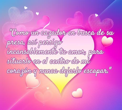 frases de amor y caza Frase romántica sobre el amor y la caza, ilustrando la pasión de un amante que persigue a su pareja con determinación. Perfecta para inspirar y compartir en artículos sobre amor y citas, en el contexto de Frases de amor y caza.