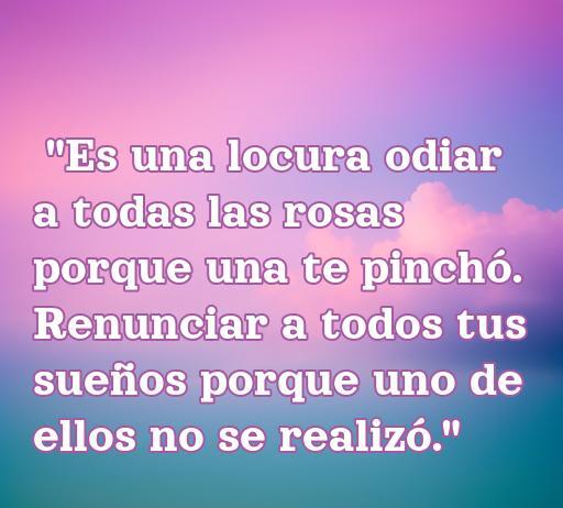 frases de amor y duelo del principito Frase inspiradora del Principito sobre el amor y el duelo, destacando la importancia de no renunciar a los sueños. Texto reflexivo que invita a apreciar lo positivo a pesar de las pérdidas. Temas: amor, duelo, sueños, el Principito.