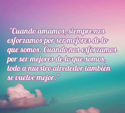 Frase inspiradora de Paulo Coelho sobre amor y felicidad: 'Cuando amamos, siempre nos esforzamos por ser mejores de lo que somos...' Esta cita refleja la importancia del amor en la mejora personal y el bienestar. Ideal para el artículo sobre las mejores frases de amor y felicidad de Paulo Coelho.